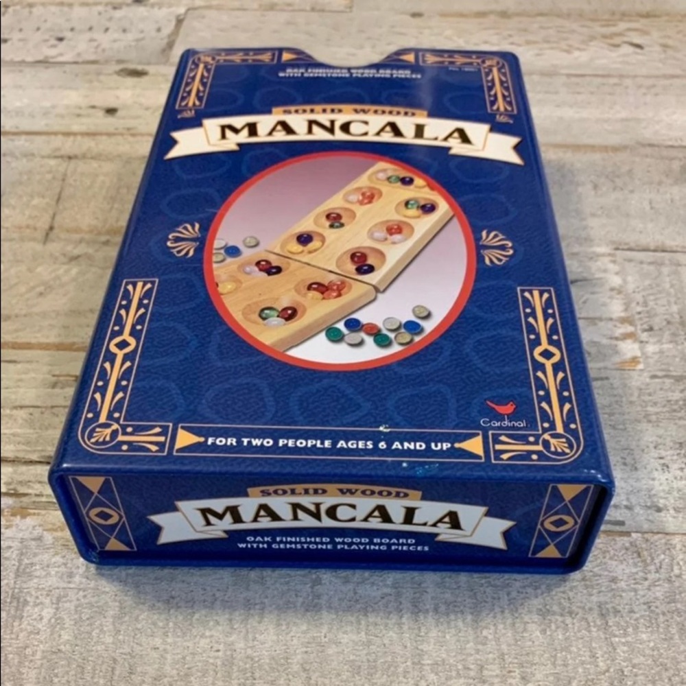 MANCALA Board Game with Gemstone Playing Pieces